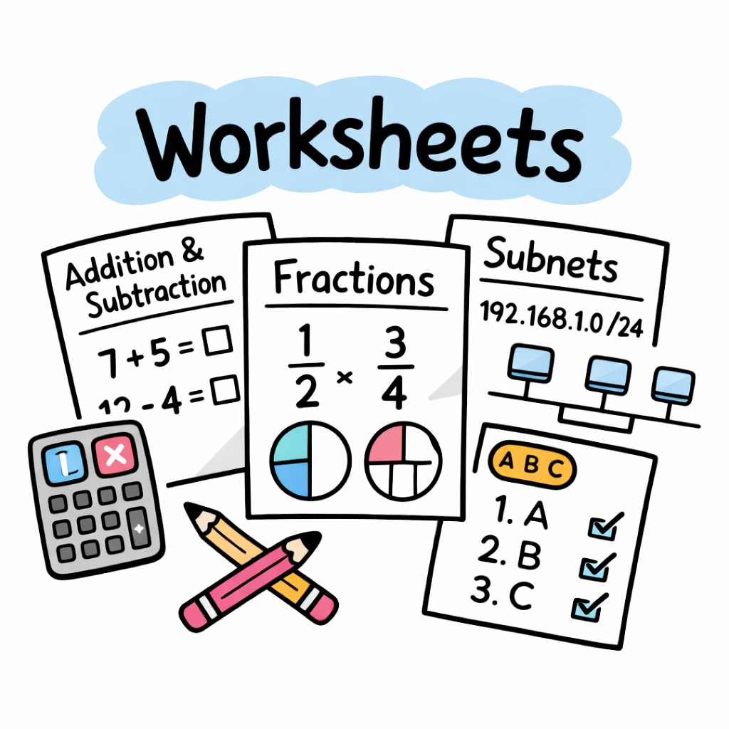 Assorted Worksheets Free Printable Worksheet Generators for Teachers - Maths, Networking ...