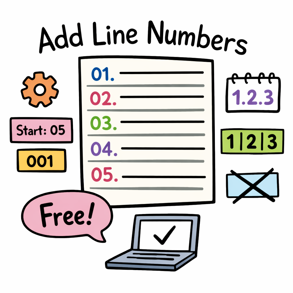 Add Line Numbers to Text - Free Online Line Numbering Tool