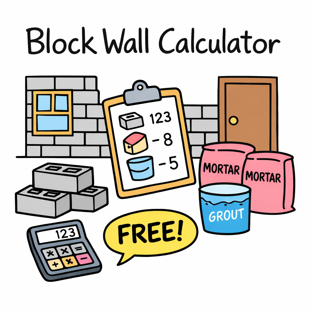 Block Wall Calculator – CMU Blocks, Mortar & Fill