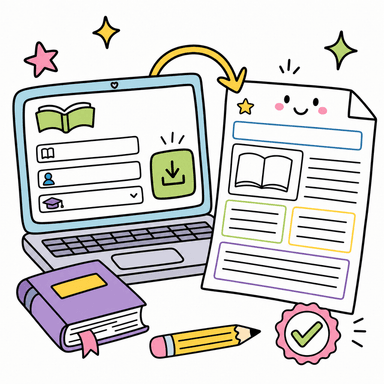 Book Report Template Generator