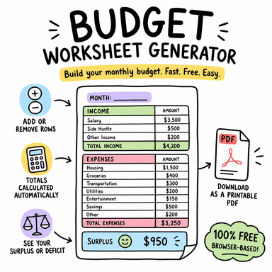 Budget Worksheet Generator