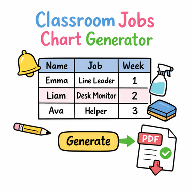 Classroom Jobs Chart Generator