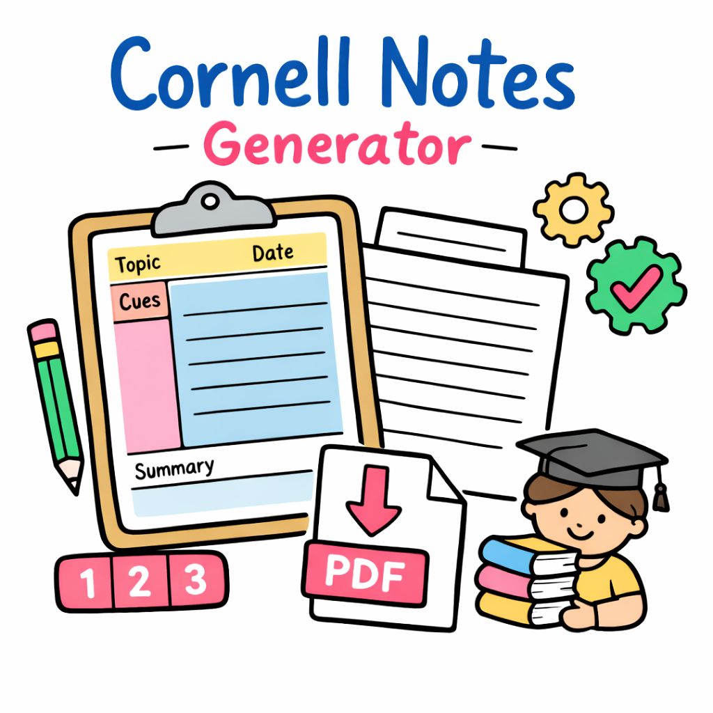 Free Cornell Notes Template Generator — Printable Cornell Note-Taking ...
