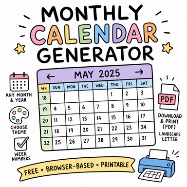 Monthly Calendar Generator