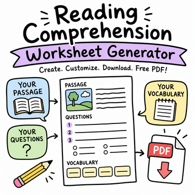 Reading Comprehension Worksheet Generator