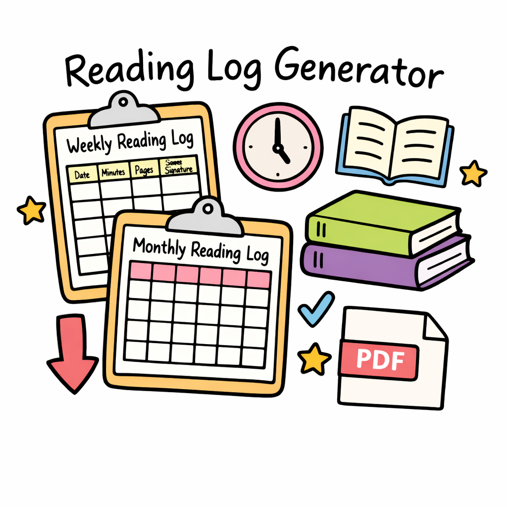 Free Reading Log Generator — Printable Weekly and Monthly Reading Logs