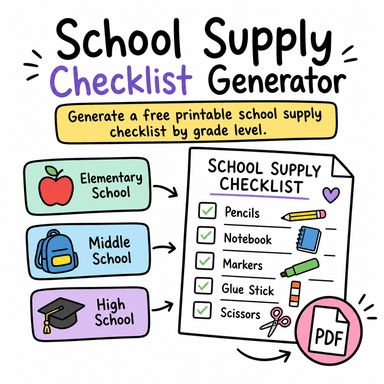 School Supply Checklist Generator