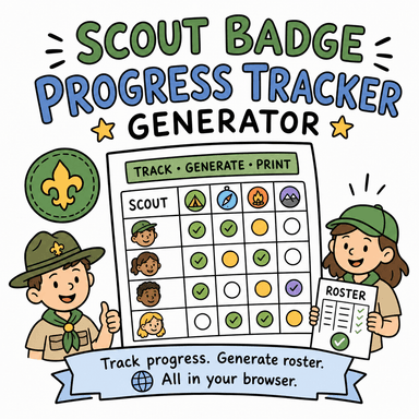 Scout Badge Progress Tracker Generator
