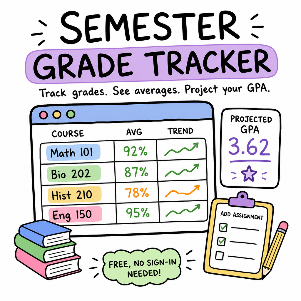 Free Semester Grade Tracker — Online Course Grade Calculator