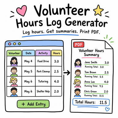 Volunteer Hours Log Generator