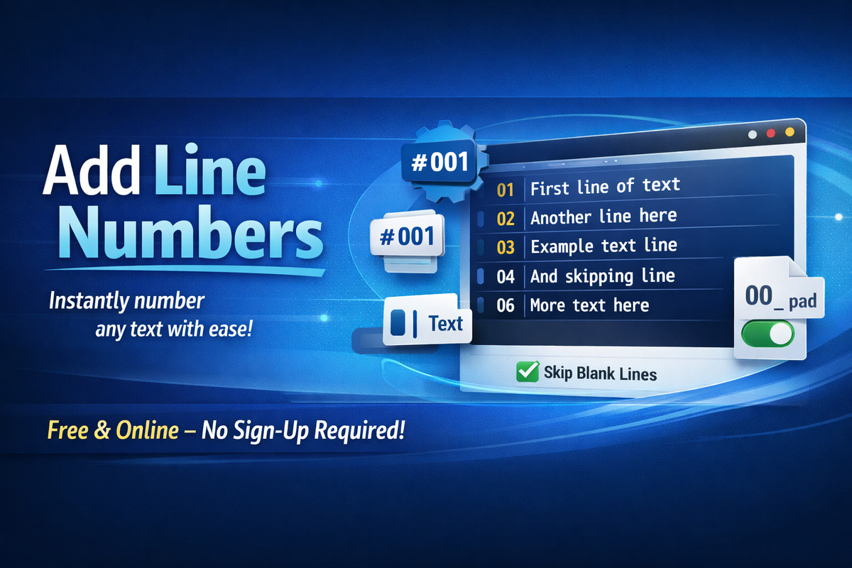 Add Line Numbers to Text - Free Online Line Numbering Tool