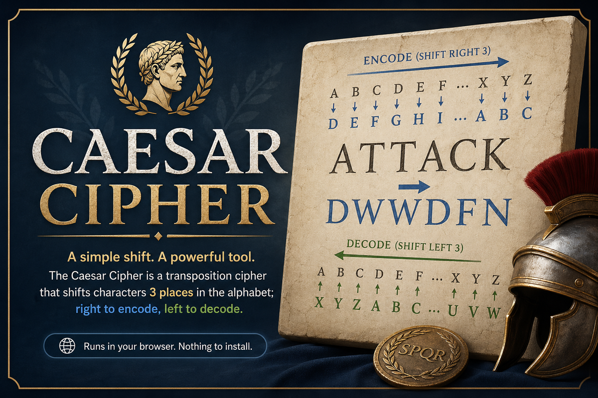 Caesar Cipher Tool Caesar Cipher :: Transposition Cipher with a shift of 3