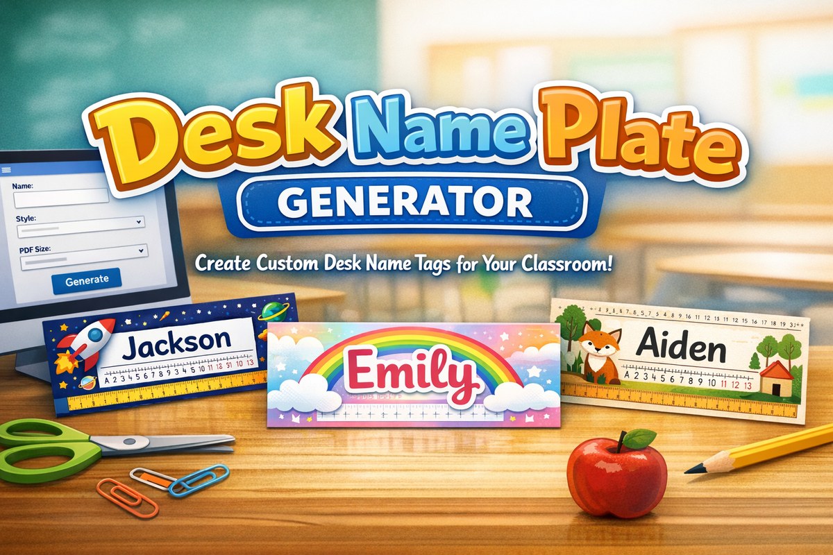 Free Desk Name Plate Generator — Printable Classroom Name Tags