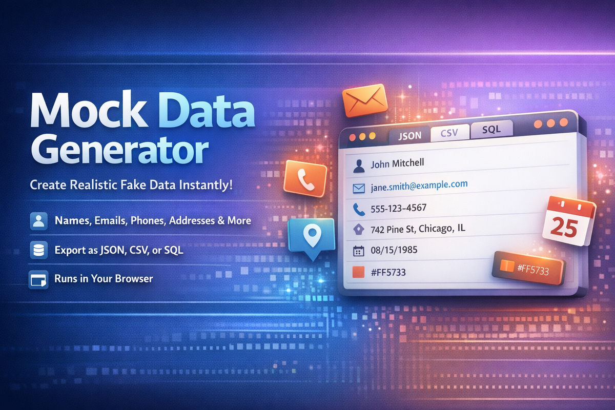 Mock Data Generator – Generate Fake JSON, CSV & SQL Test Data