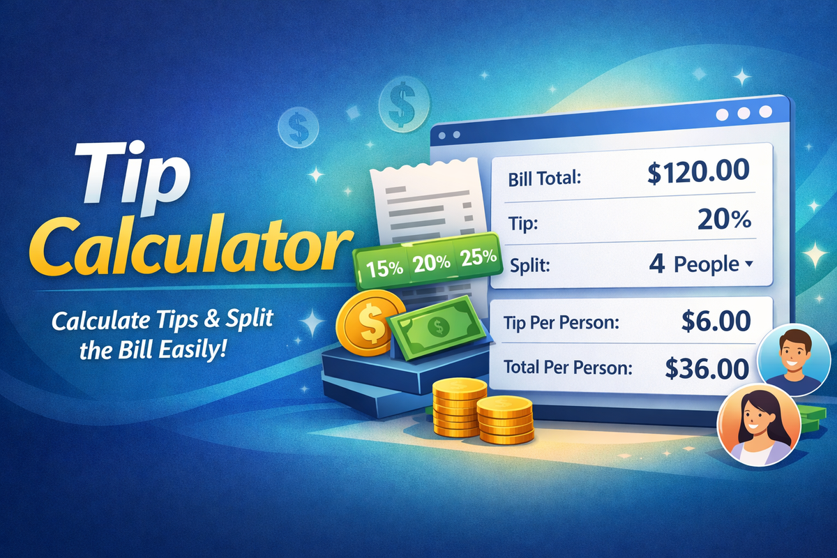 Tip Calculator – Split the Bill & Calculate Tip Per Person